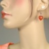 Ohrhaken Ohrhänger Ohrringe 35x15mm Herz mit Schliff Kunststoffperle orange-rot