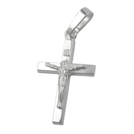 Anhänger 17x11mm Kreuz mit Jesus glänzend Silber 925