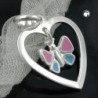 Anhänger 17x15mm Herz mit Schmetterling farbig lackiert Silber 925