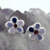 Stecker 6,5mm Kinderohrring Blume lila-lackiert Silber 925