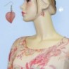Ohrhaken Ohrhänger Ohrringe 45x20mm Kunststoffperle Blatt rosa mit Flitter