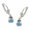 Ohrbrisur Ohrhänger Ohrringe 22x6mm Pinguin hellblau lackiert Silber 925