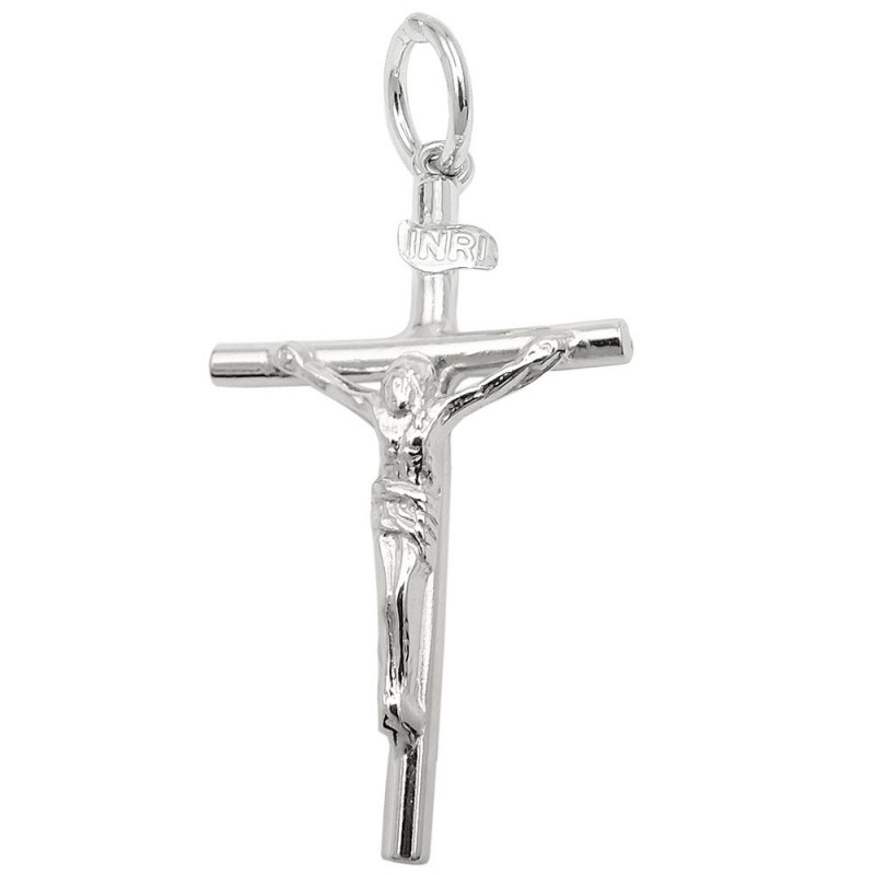 Anhänger 33x18mm Kreuz mit Jesus glänzend Silber 925