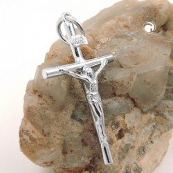 Anhänger 33x18mm Kreuz mit Jesus glänzend Silber 925