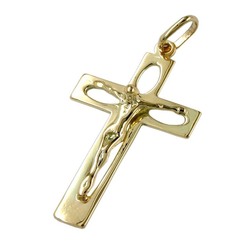 Anhänger, Kreuz mit Jesus, 14Kt GOLD