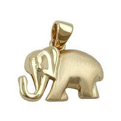Anhänger 10x15mm Elefant matt-glänzend 9Kt GOLD