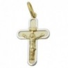 Anhänger 20x14mm Kreuz mit Jesus bicolor matt-glänzend 9Kt GOLD
