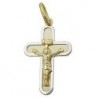 Anhänger 20x14mm Kreuz mit Jesus bicolor matt-glänzend 9Kt GOLD