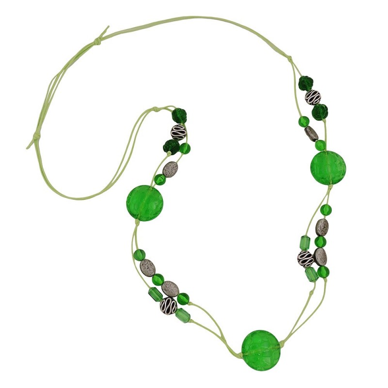 Kette, Kroko-Perle grün-transparent