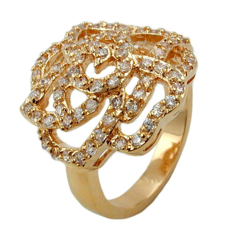 Ring, Zirkonia, gold-plattiert 3 Micron