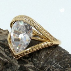Ring, 18mm gold-plattiert Zirkonia