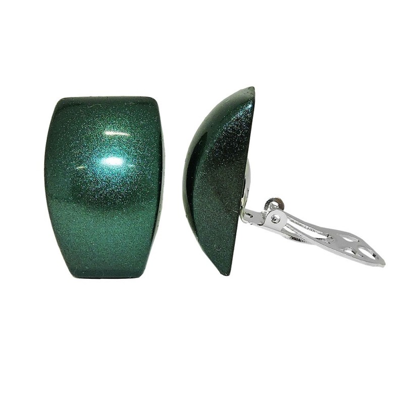 Clip Ohrring 27x17mm Trapez grün-metallic glänzend Kunststoff-Bouton