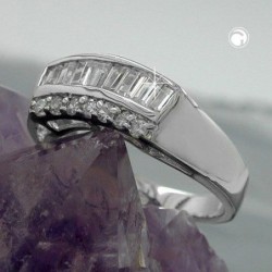 Ring, Zirkonias, rhodiniert Silber 925
