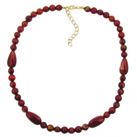 Kette, Perle und Olive, rot-marmoriert