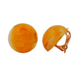 Clip Ohrring 17mm gelb-orange-weiß marmoriert Kunststoff-Bouton