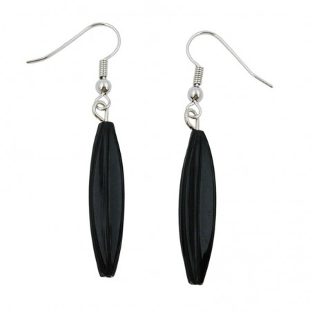 Ohrhaken Ohrhänger Ohrringe 50mm Rillenolive Kunststoff schwarz glänzend