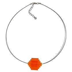 Kette Drahtkette Stufenperle orange-transparent Kunststoffperlen 45cm