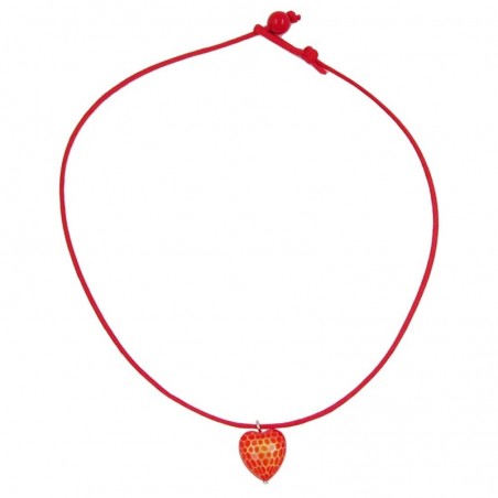Kette Kinderkette Herz rot mit Schliff Kordel rot 42cm