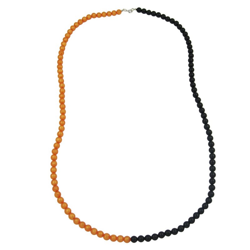 Kette, Perlenkette orange-schwarz