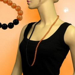 Kette, Perlenkette orange-schwarz