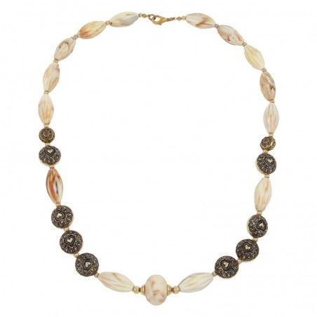 Kette, beige-marmoriert, altgold