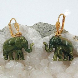 Ohrbrisur Ohrhänger Ohrringe 37x23mm goldfarben Elefant mini oliv-marmoriert Kunststoff